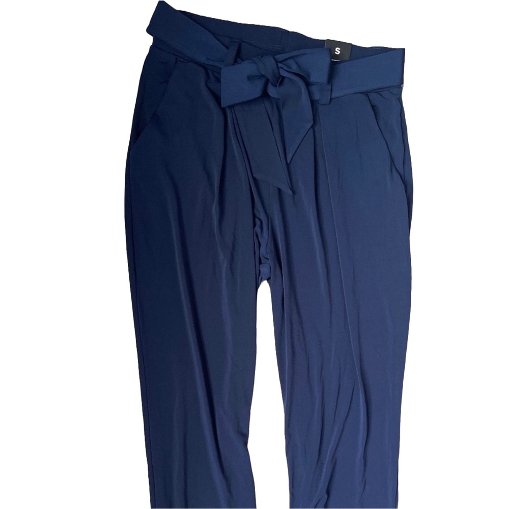 Navy pants with tie waist